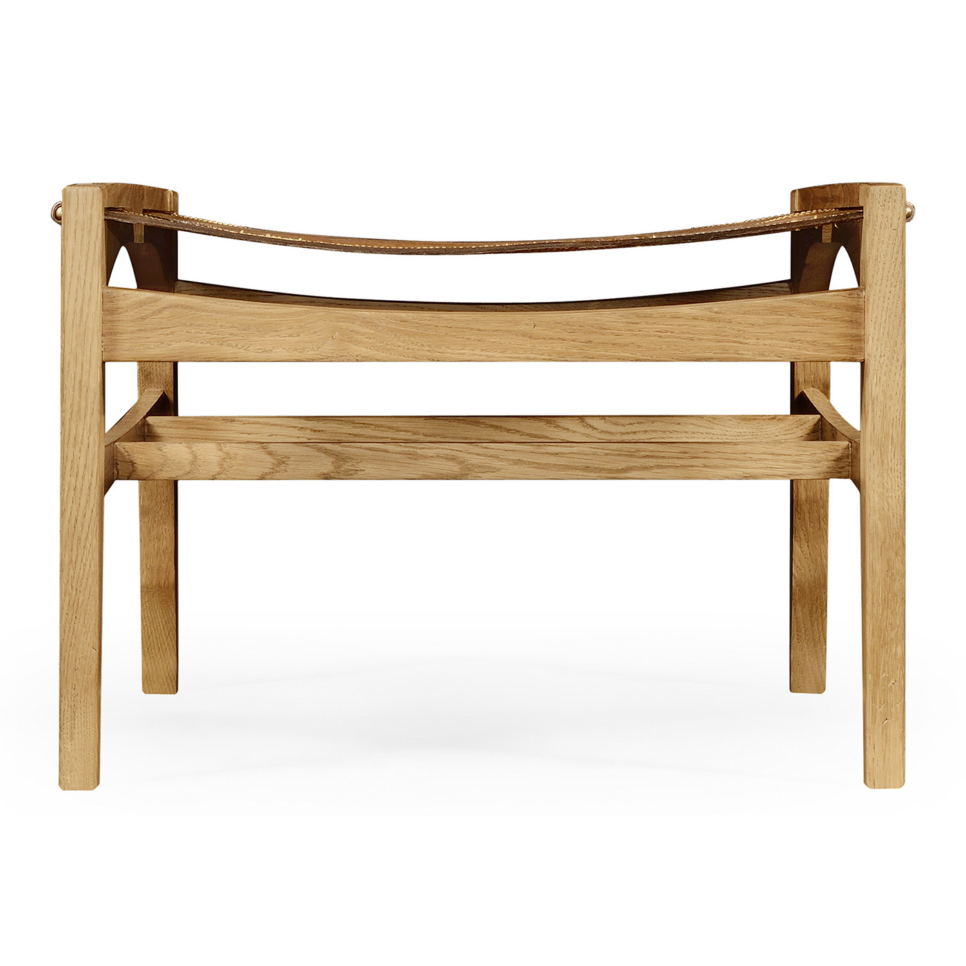 Midcentury Style Slung Leather & Light Oak Stool or Footstool