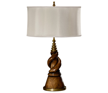 Twisted walnut table lamp
