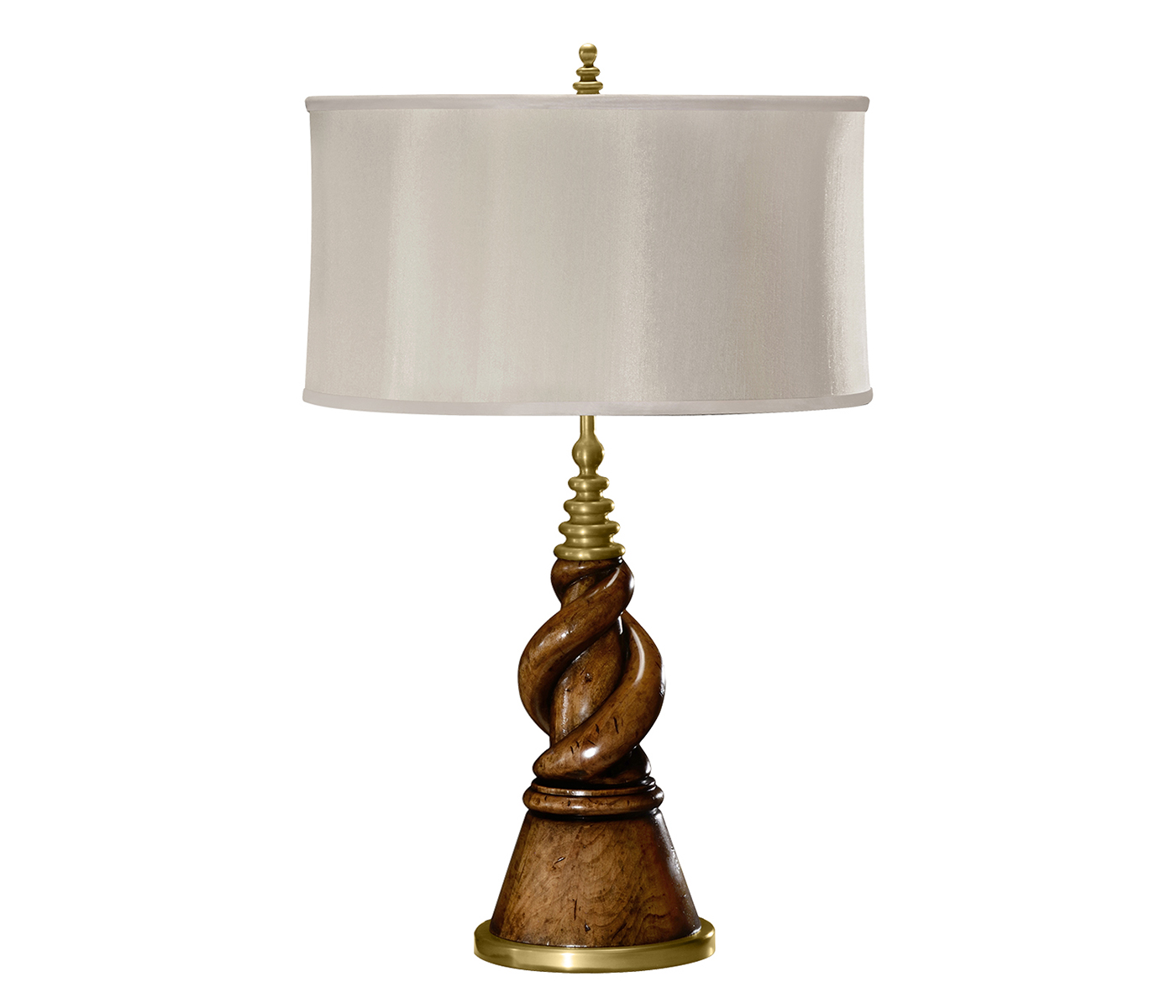 Twisted walnut table lamp
