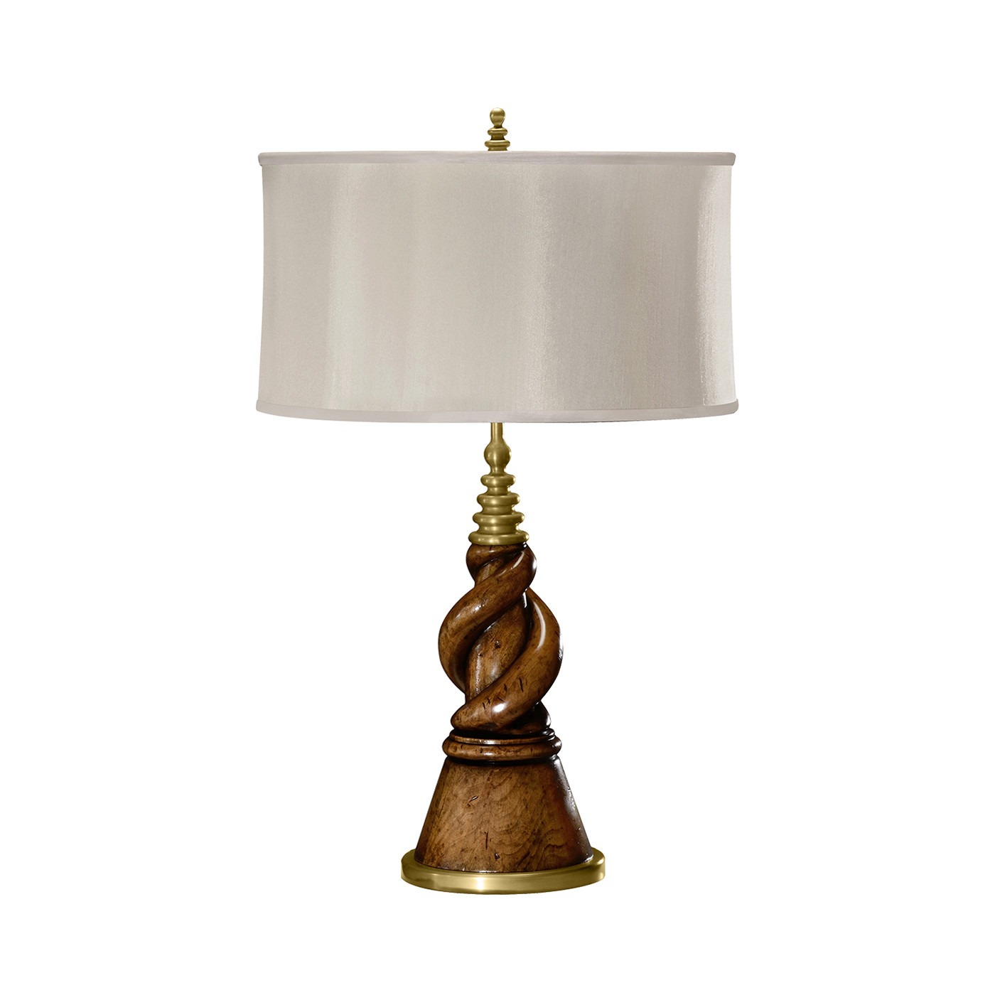 Twisted walnut table lamp