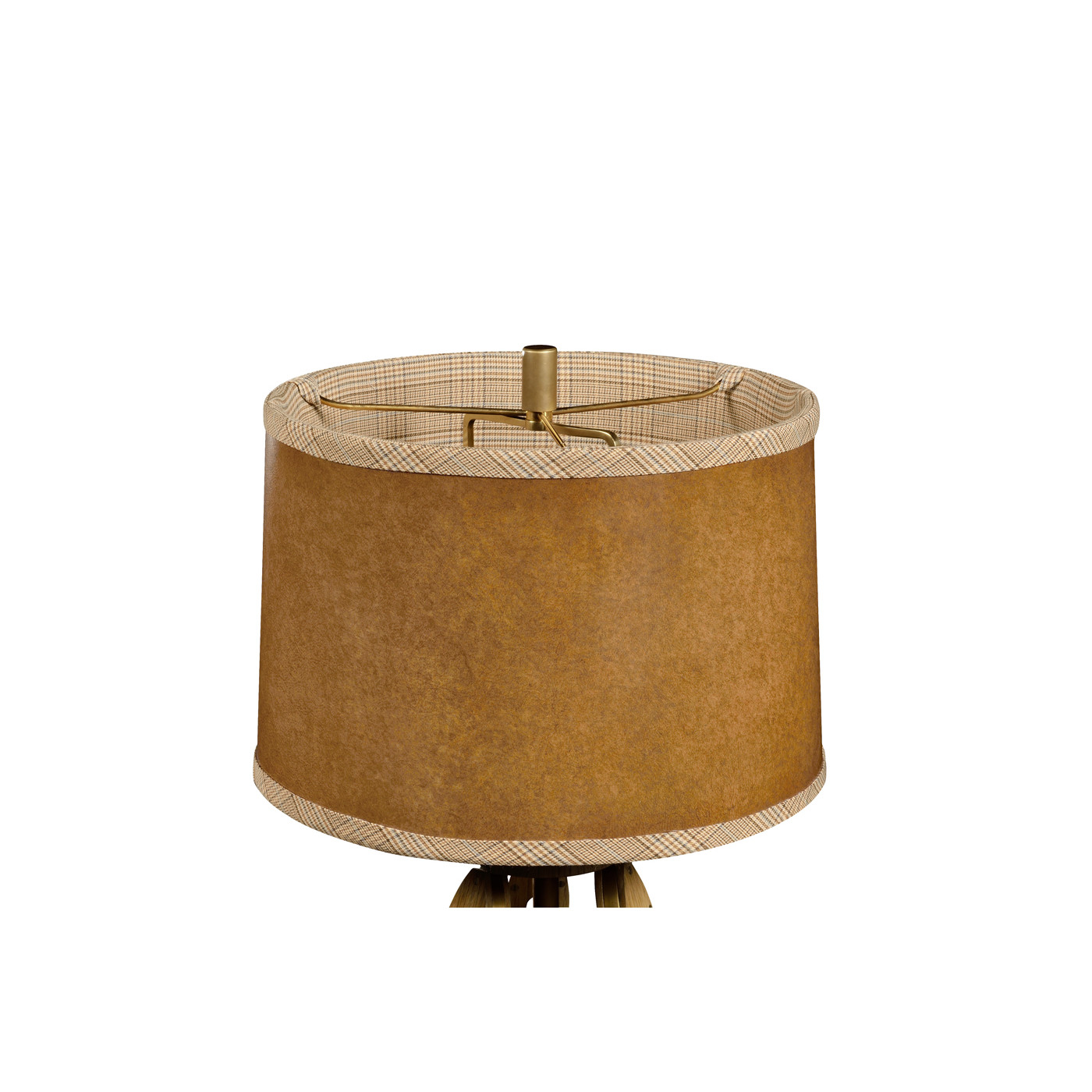 Oak Architectural Table Lamp with Brass Stretcher 32