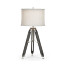 Black Mocha Oak Architectural Table Lamp with White Brass Stretcher 32