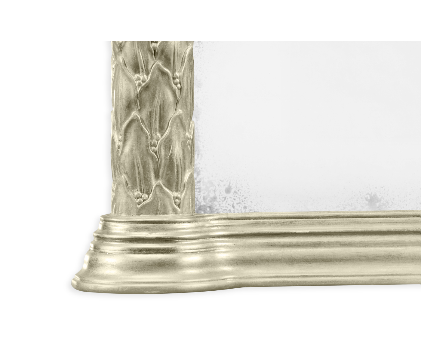Carved and water gilded silver leaf overmantle mirror