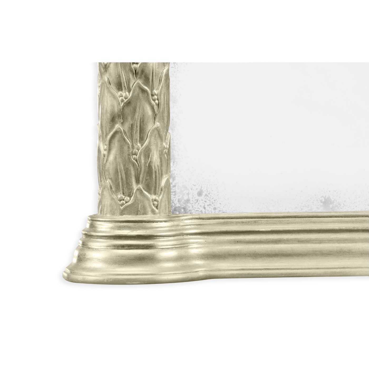 Carved and water gilded silver leaf overmantle mirror