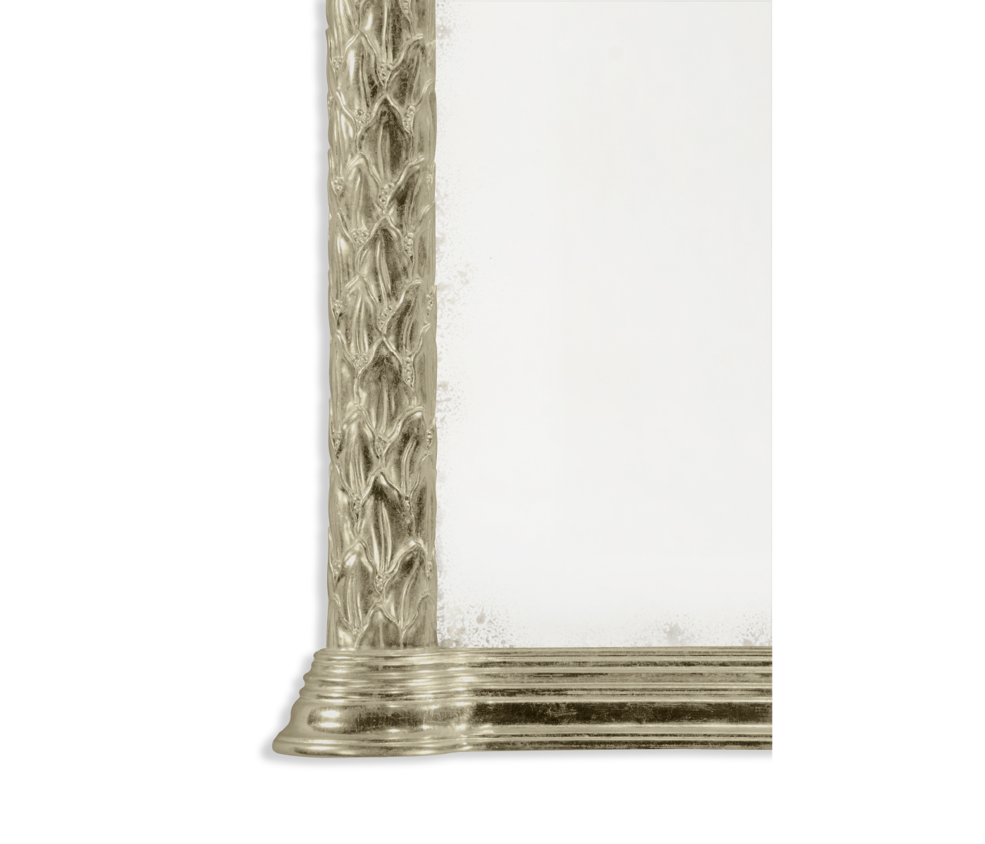 Carved and silver gilded hanging wall mirror