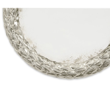 Carved & Silver Gilded Round Hanging Wall Mirror 24