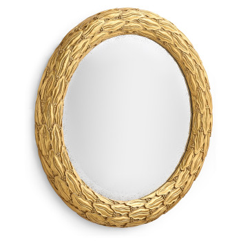 Carved & Silver Gilded Round Hanging Wall Mirror 24"