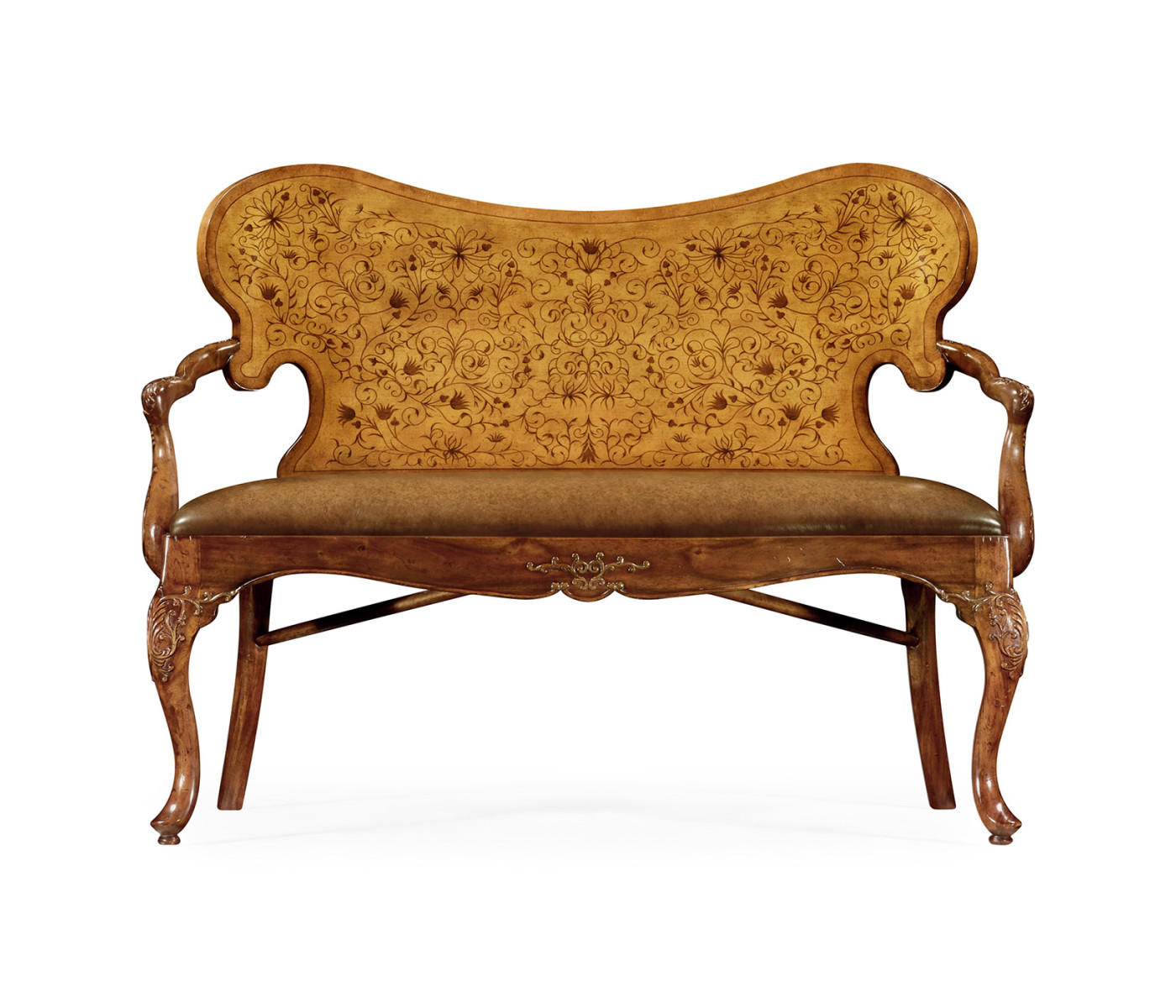 Seaweed Marquetry Leather Loveseat