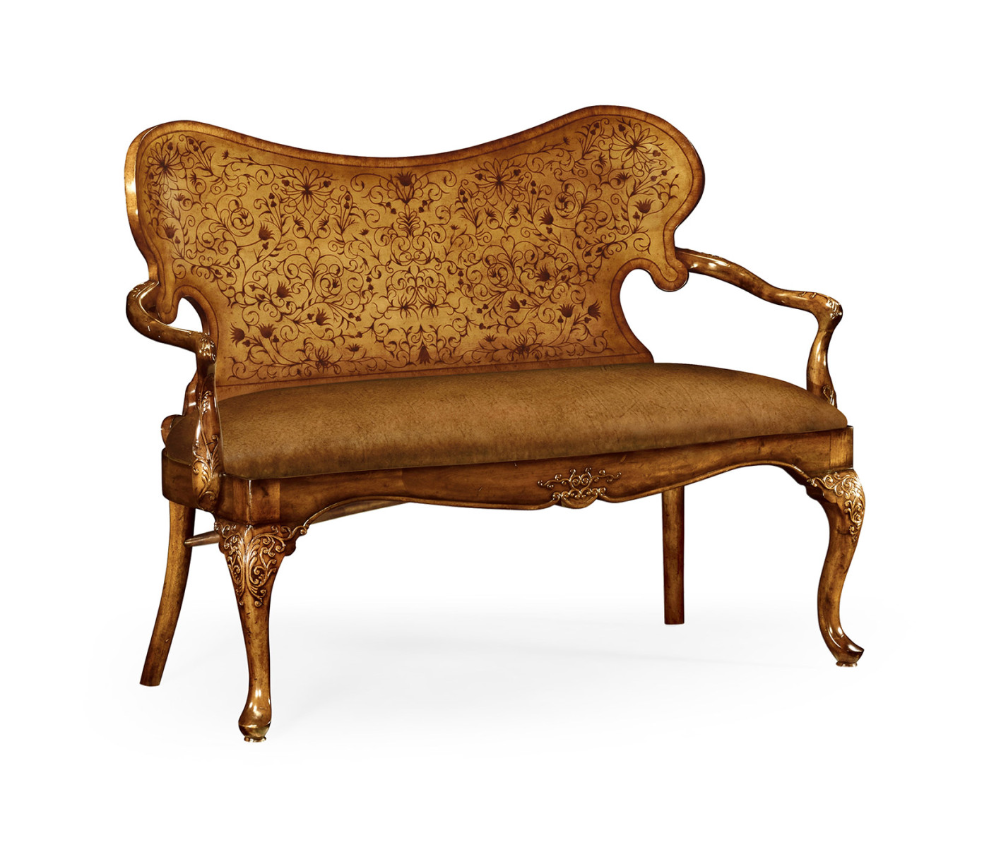 Seaweed Marquetry Leather Loveseat