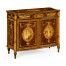 Fine mahogany side cabinet with pictorial marquetry of Paris and Helen