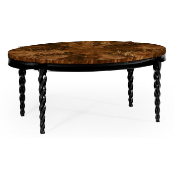 Oval Black Barleytwist Quatrefoil Coffee Table