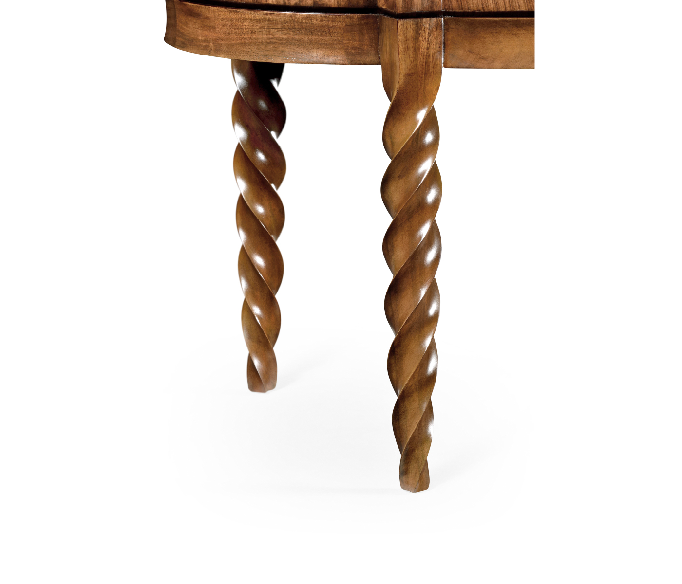 Oval Walnut Barleytwist Quatrefoil Coffee Table