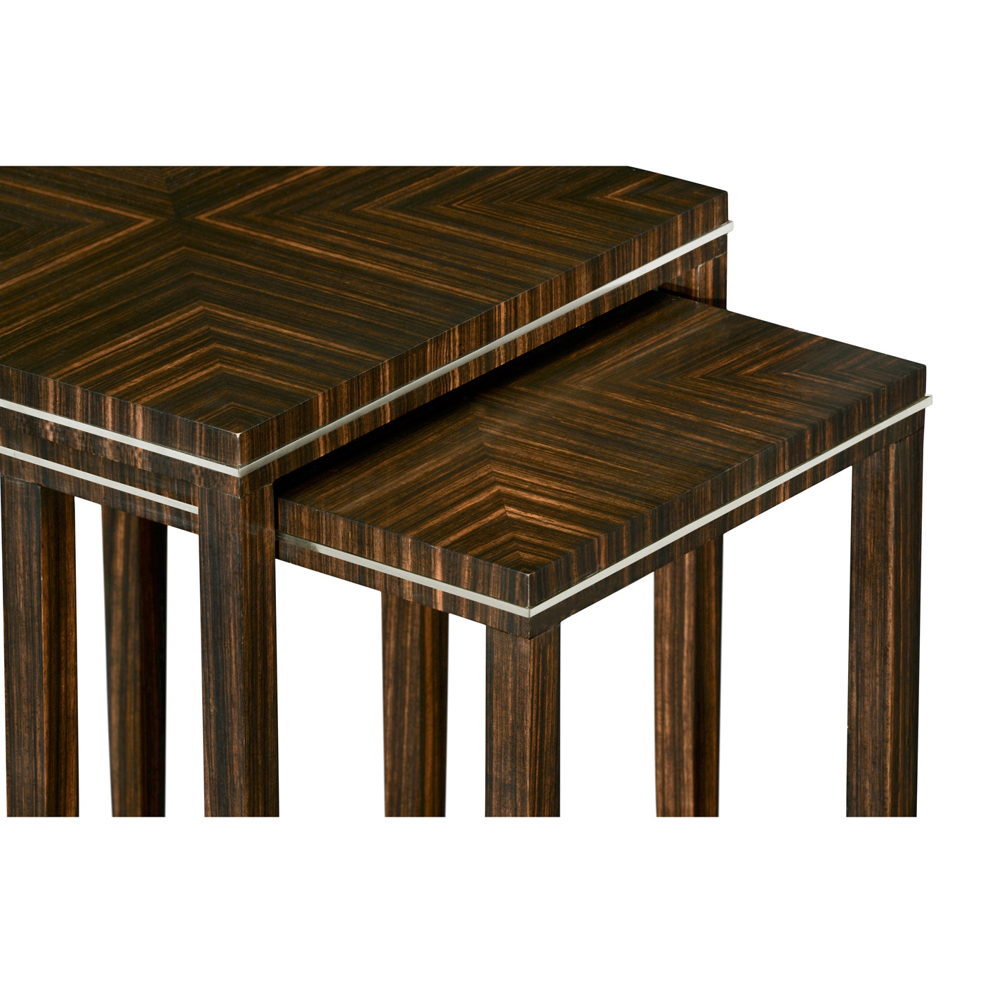 Macassar Ebony Nesting Tables with White Brass Detail