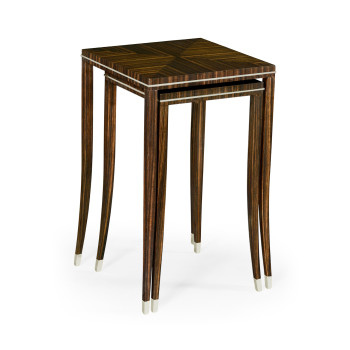 Macassar Ebony Nesting Tables with White Brass Detail