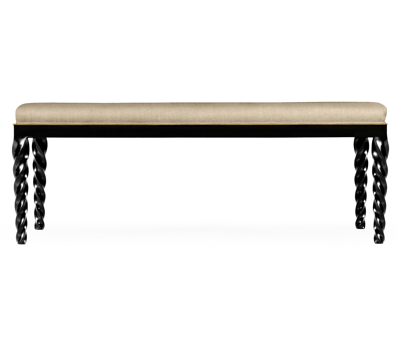 Cocktail Ottoman with Tray Table and Black Barleytwist Legs, Upholstered in MAZO