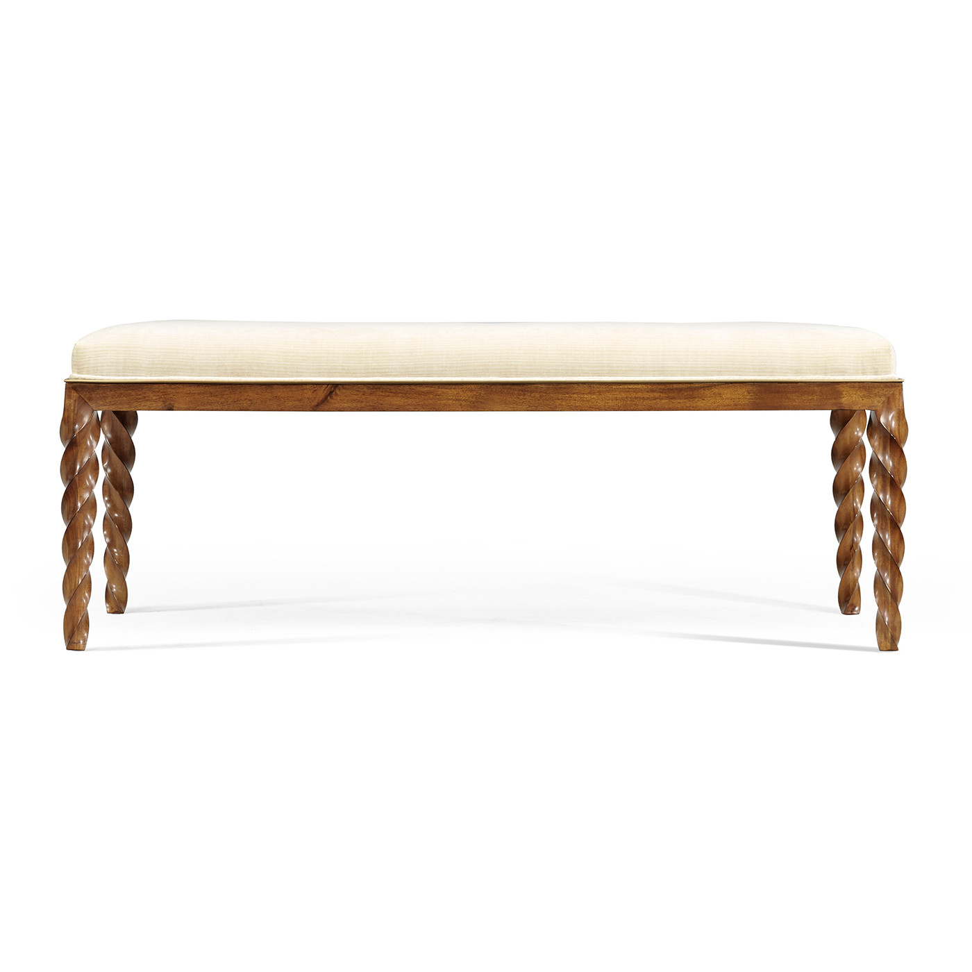Cocktail Ottoman with Tray Table and Walnut Barleytwist Legs, Upholstered in COM