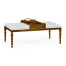Cocktail Ottoman with Tray Table and Walnut Barleytwist Legs, Upholstered in COM