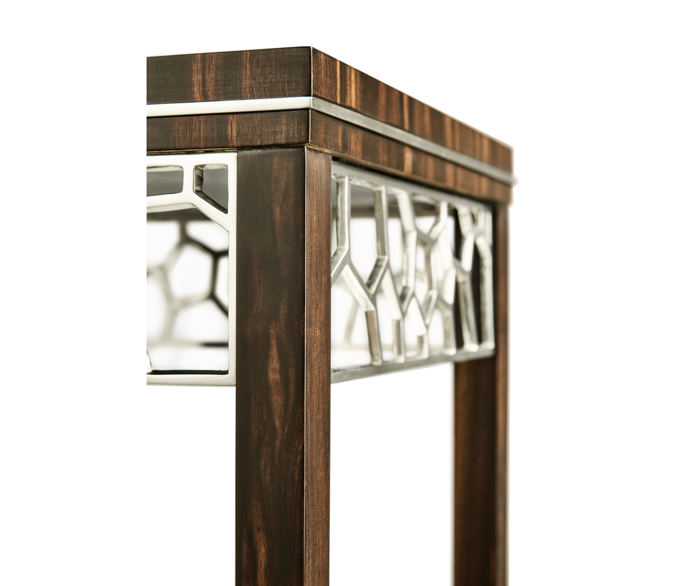 Macassar Ebony Torchere with White Brass Detail