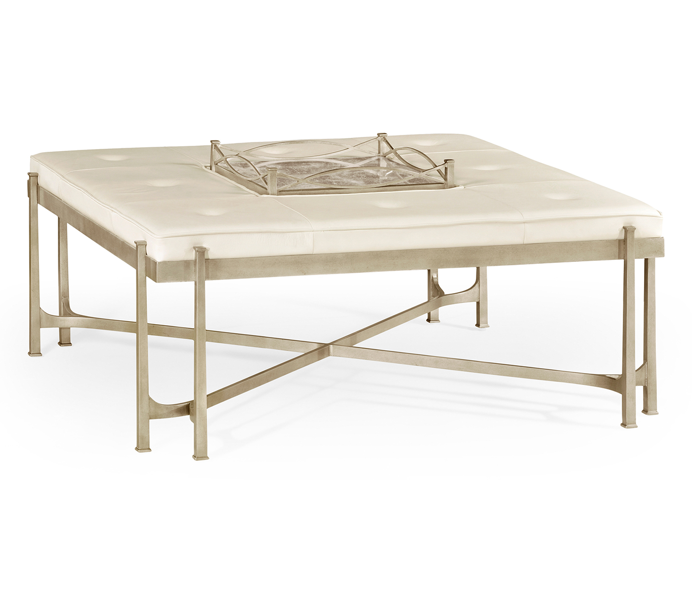 Églomisé and Silver Iron Cocktail Ottoman