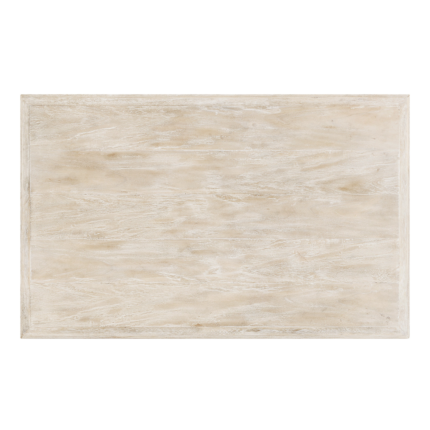 Limed Wood Coffee Table with Wrought Iron Base