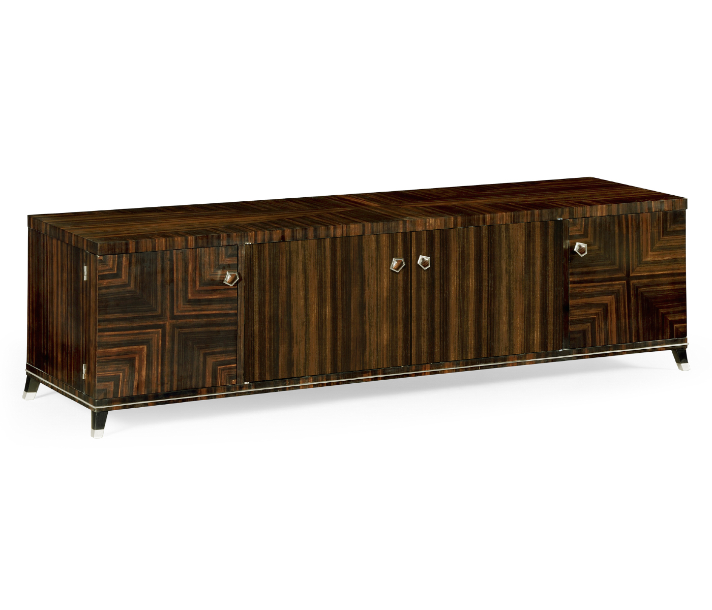 Macassar Ebony TV Cabinet with White Brass Detail
