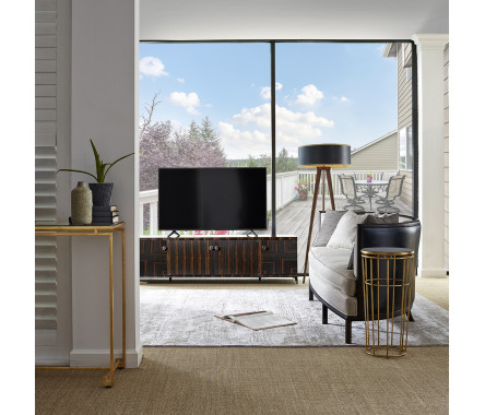 Macassar Ebony TV Cabinet with White Brass Detail