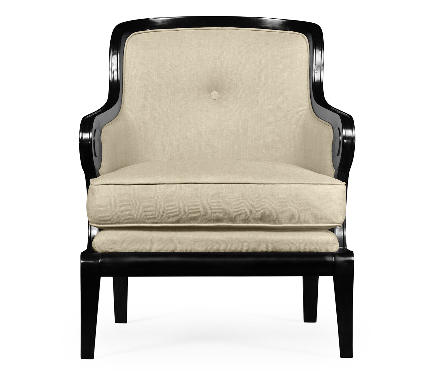 Shallow Carved Black Painted Occasional Chair