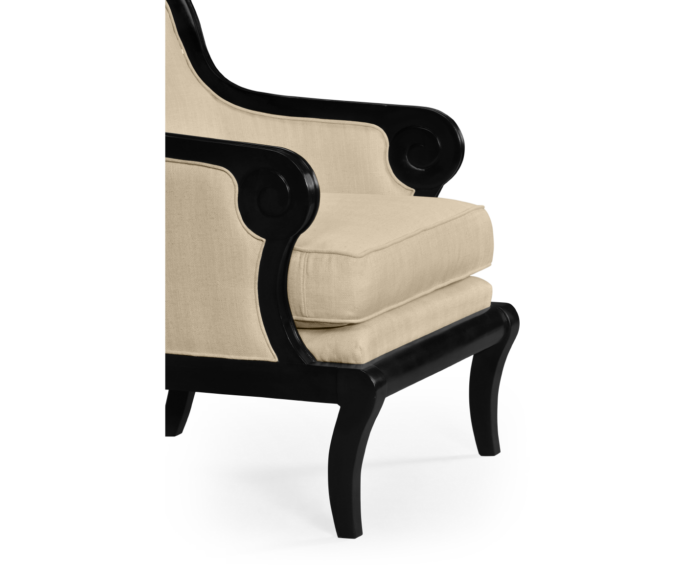 Shallow Carved Black Painted Occasional Chair