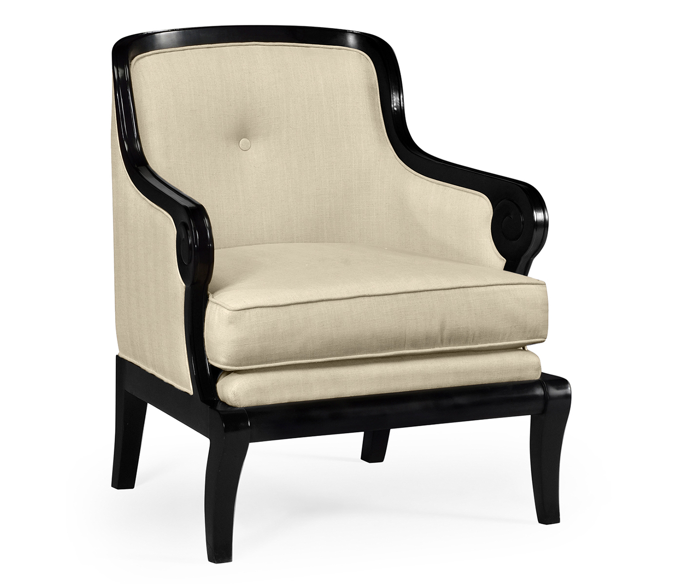 Shallow Carved Black Painted Occasional Chair