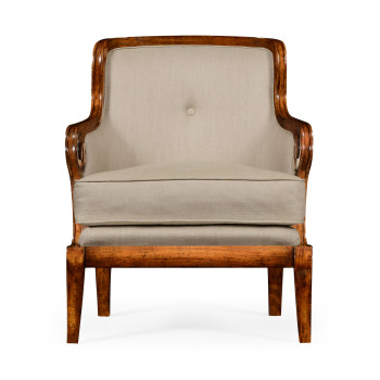 Shallow Carved Walnut Occasional Chair