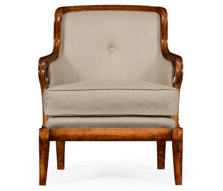 Shallow Carved Walnut Occasional Chair