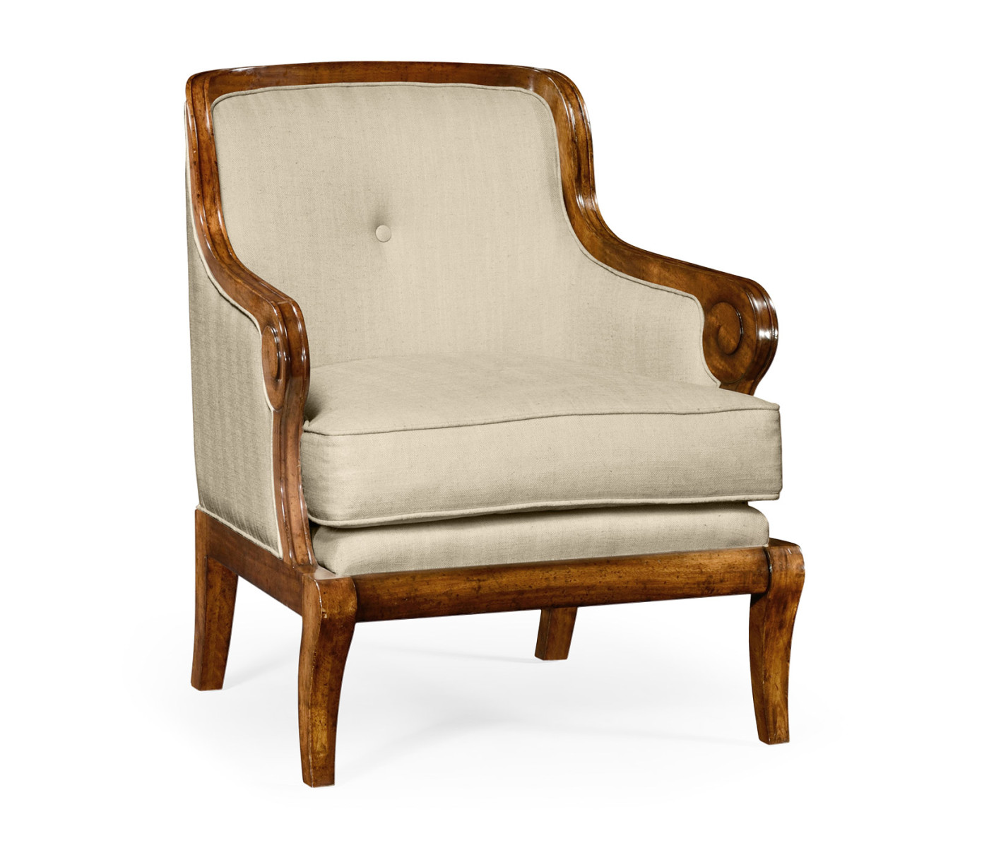 Shallow Carved Walnut Occasional Chair