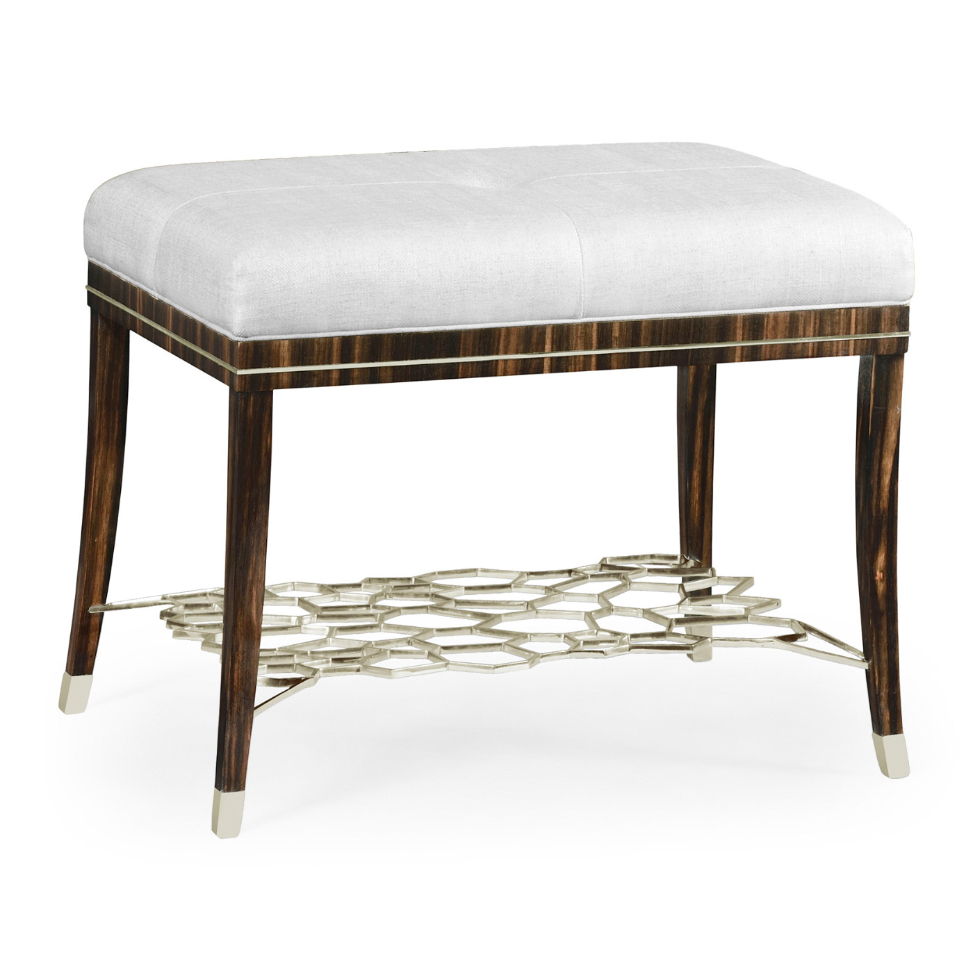 Macassar Ebony Stool with White Brass Detail