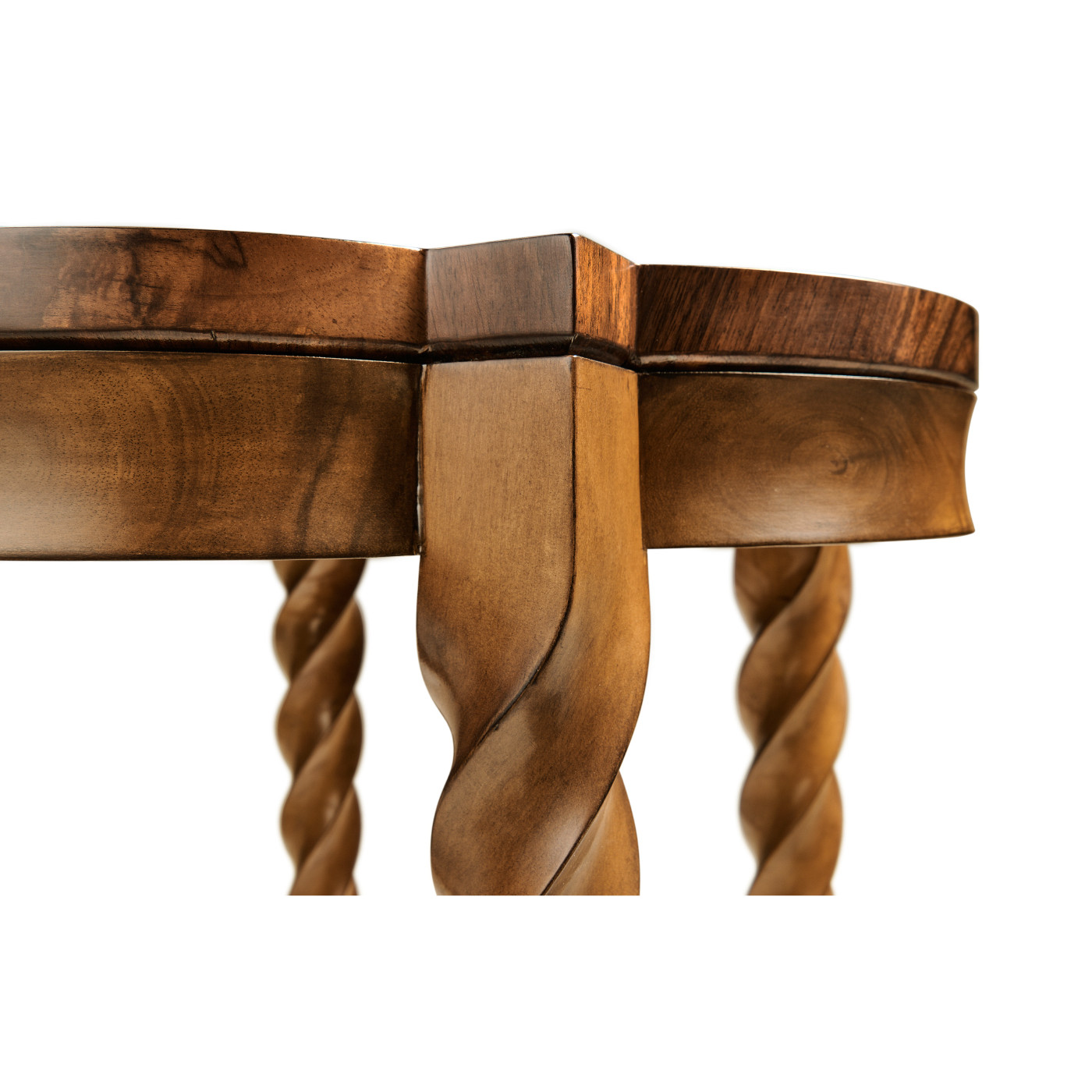 Walnut Barleytwist Quatrefoil Side Table