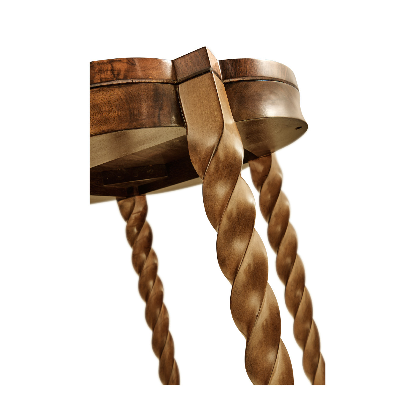 Walnut Barleytwist Quatrefoil Side Table