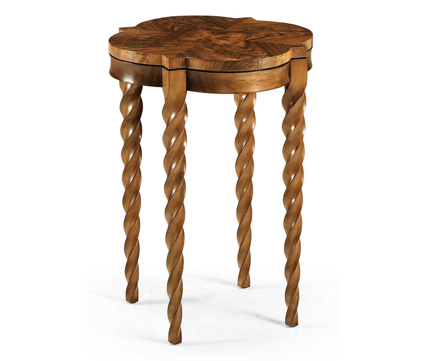 Walnut Barleytwist Quatrefoil Side Table