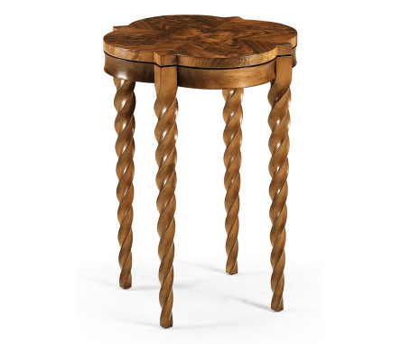 Walnut Barleytwist Quatrefoil Side Table