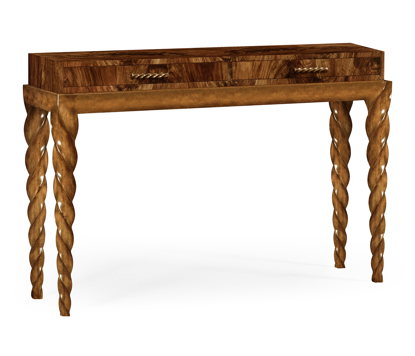 Walnut Barleytwist Console Table with Drawers
