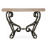 Limed Wood and Glass Top Centre Table with Wrought Iron Base