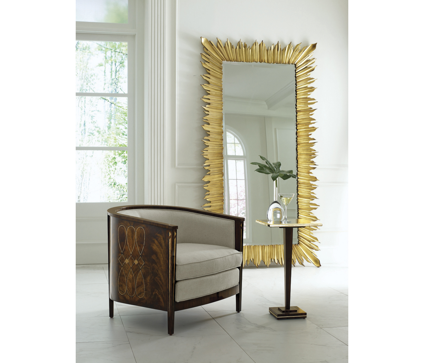 Macassar Ebony Martini Table with White Brass Detail