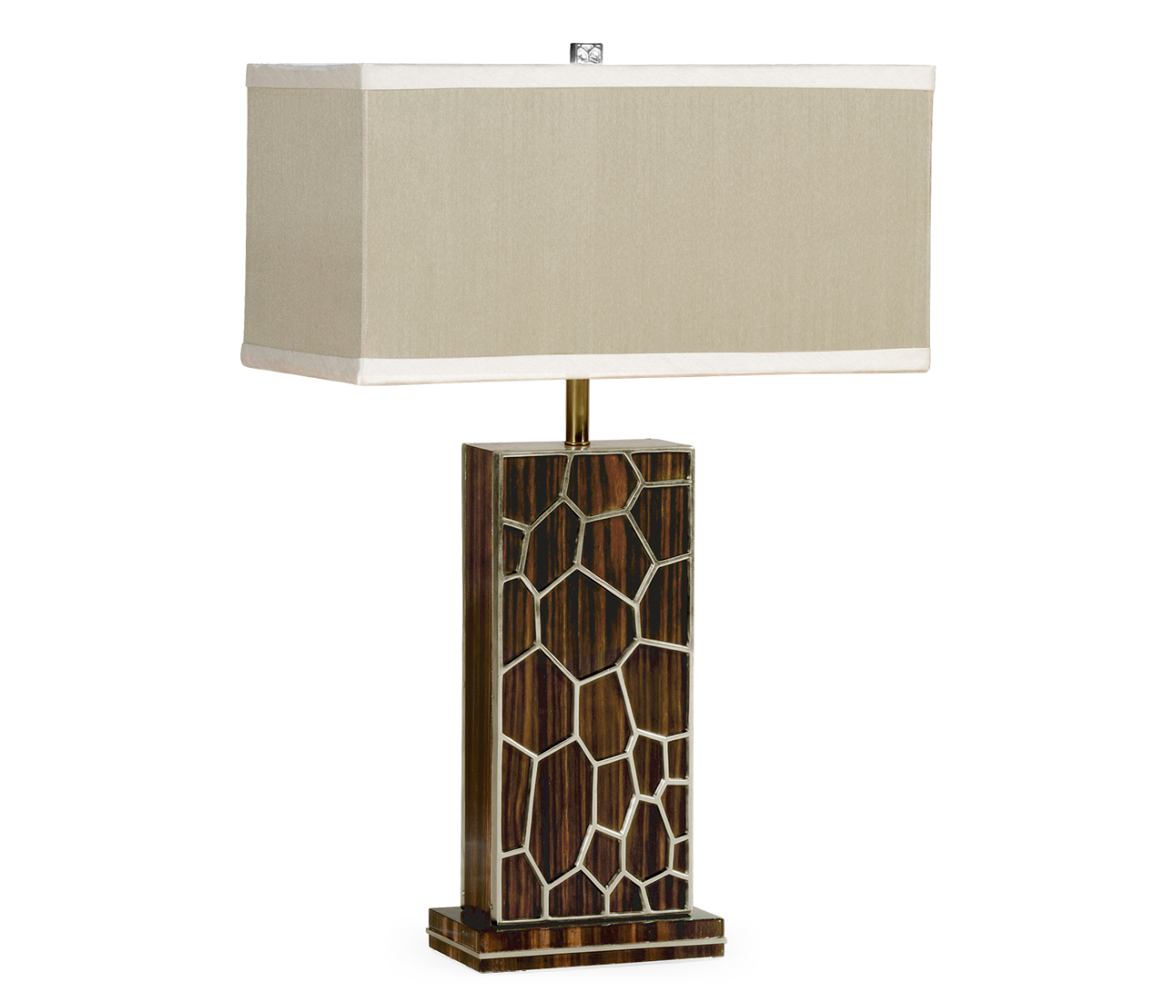 Macassar Ebony Table Lamp with White Brass Inlay