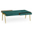 Teal Faux Shagreen and Brass Legged Coffee Table