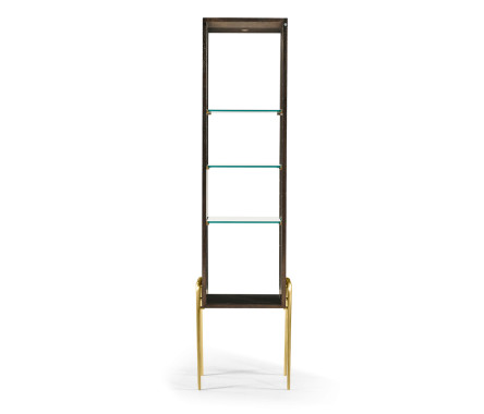 Teal Faux Shagreen and Brass Legged Étagère