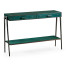 Teal Faux Shagreen and Bronze Legged Console