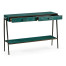 Teal Faux Shagreen and Bronze Legged Console