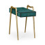 Teal Faux Shagreen and Brass Legged End Table