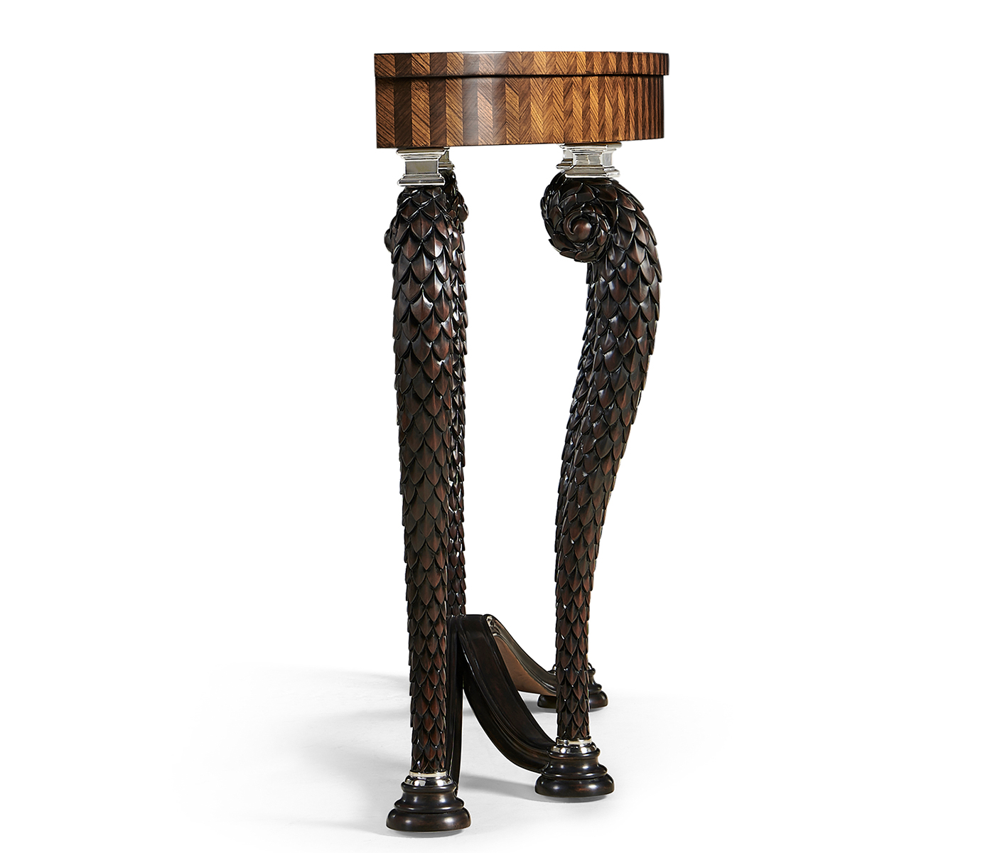 Feather Inlay Hand Carved Console Table