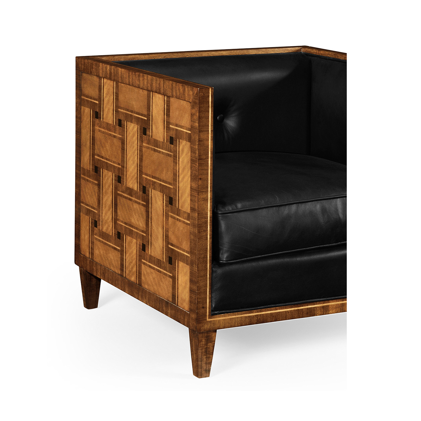 Cosmo Transitional Loveseat, Upholstered in Black Leather