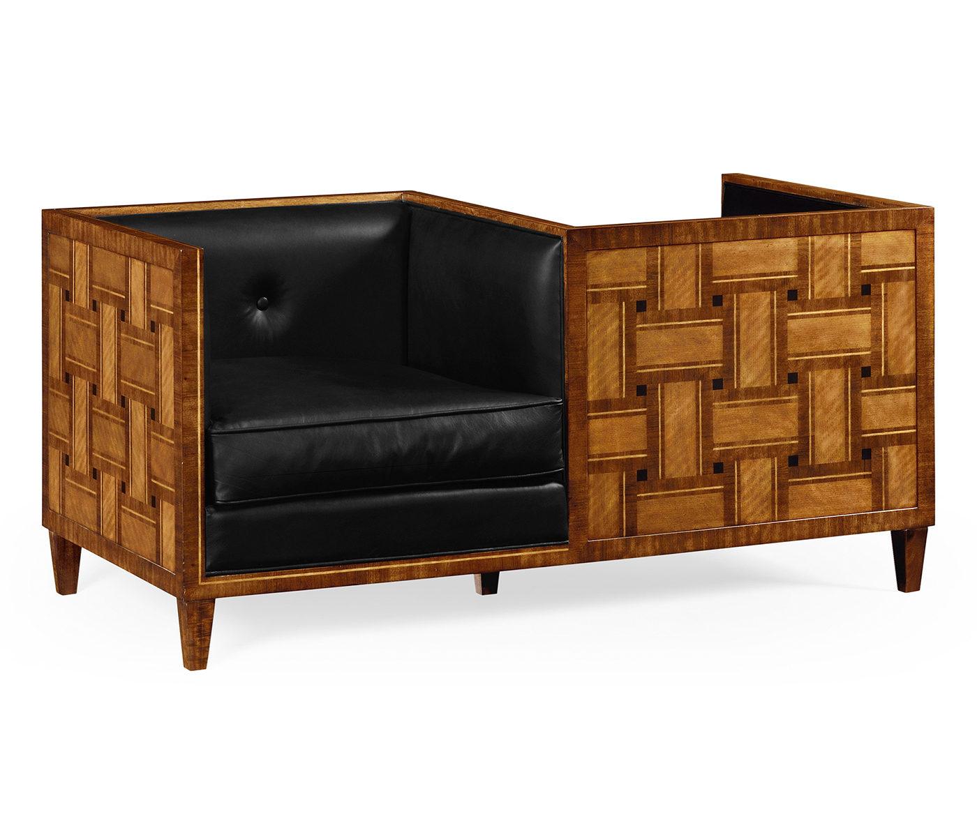 Cosmo Transitional Loveseat, Upholstered in Black Leather