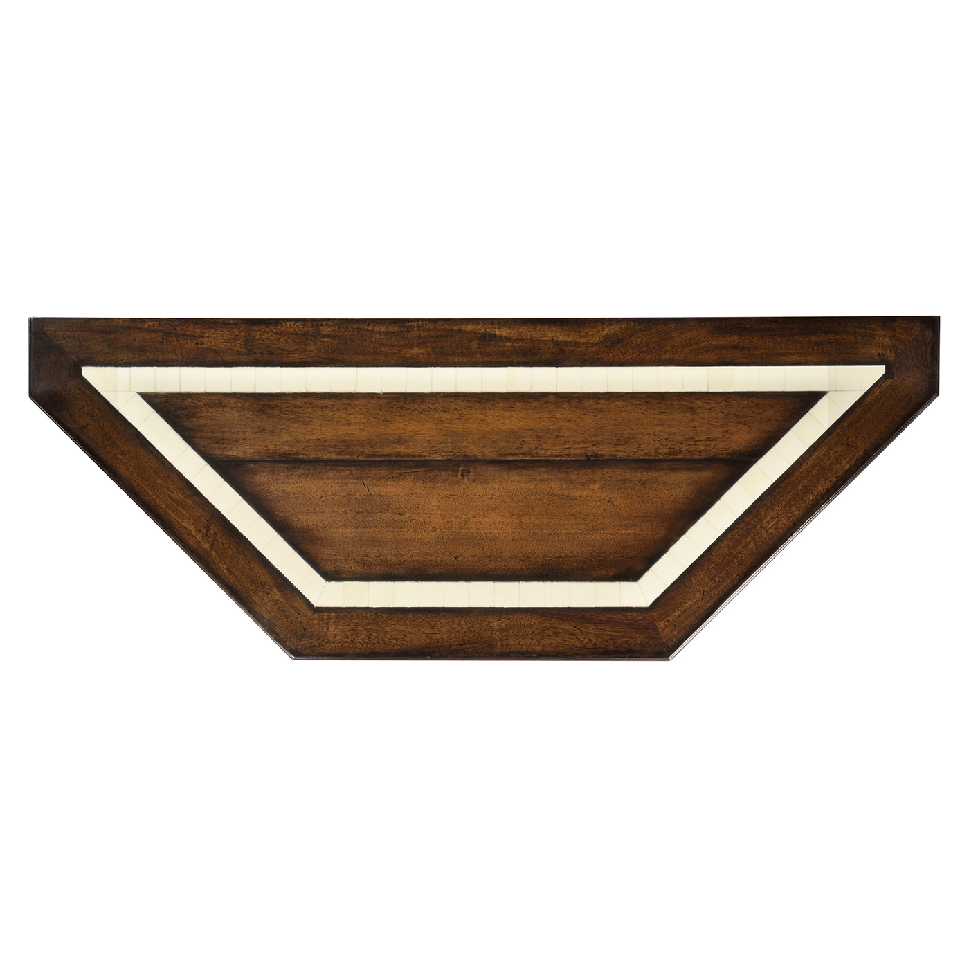 Rustic walnut console with bones inlay